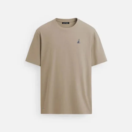 Navy Blue Beige Logo T-Shirt - 190gsm Premium Penye Pamuk