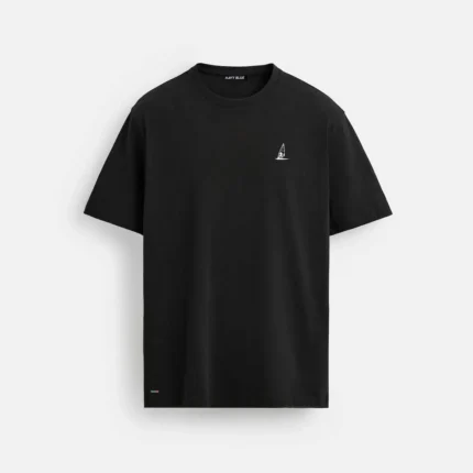 Navy Blue Black Logo T-Shirt - 190gsm Premium Penye Pamuk