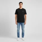Navy Blue Black Logo T-Shirt - 190gsm Premium Penye Pamuk