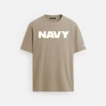 Navy Tee Beige T-Shirt 190gsm Premium Cotton