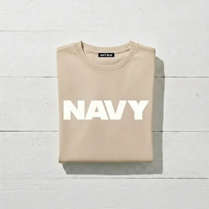 Navy Tee Beige T-Shirt 190gsm Premium Cotton