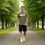 navy tee khaki regular 190 gsm premium cotton