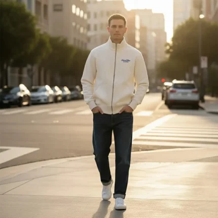 Vintage White Fullzip Jacket-premium-cotton
